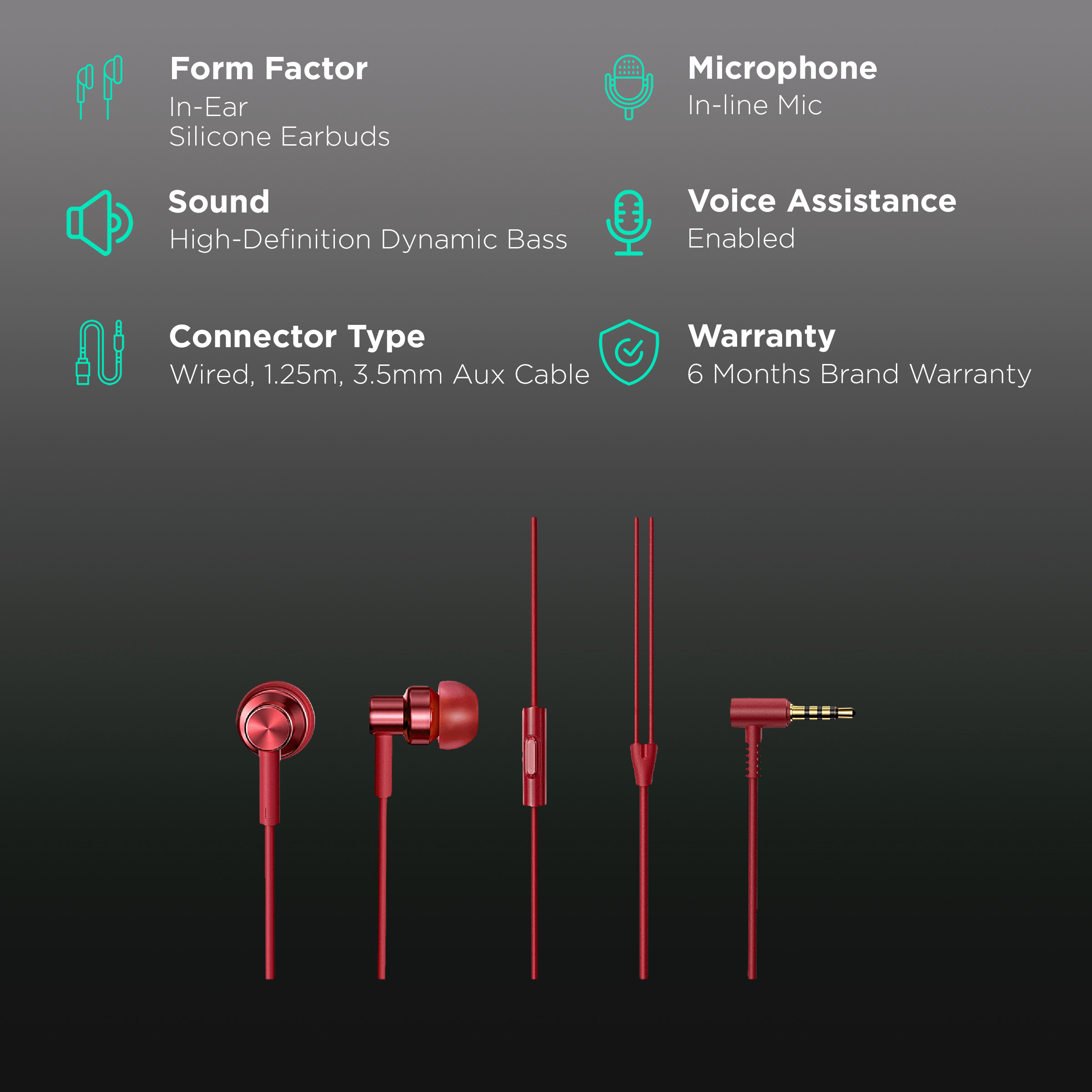 Redmi discount earphones red